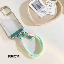 マカロンカラーのスマホストラップ【可愛いチーズチャーム付き・軽量・肩掛け用】