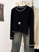 ブラックボックスシルエット長袖Tシャツ【デザイン性・ショート丈・女性用】