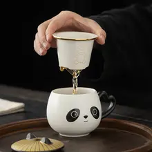 熊猫デザインの陶製茶葉缶【ギフト用・紅茶・緑茶・白茶・花茶対応・空の包装ボックス】