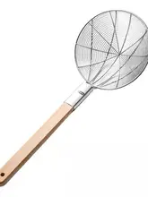 ステンレス製の大型フィルターお玉【長柄・料理用・油分離】