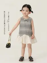 格子柄の子供用夏ワンピース【肩ひもデザイン・かわいいスタイル】