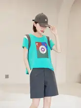 新しい2024夏ラウンドネック英国スプライシングTシャツ