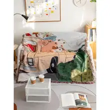 犬イラストのカジュアルブランケット【昼寝用・ソファ用・インテリア装飾】
