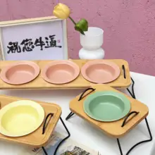 高脚陶器製 猫・犬用ペットフードボウル【折りたたみ式・可愛いデザイン】