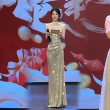 華やかな印象の女性用パーティードレス【輝くラメ・卒業式や宴会に最適・高級感】