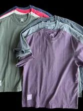 無地ワイドバージョンアメリカンレトロTシャツ半袖