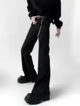 高級感漂うブラックウエストゴムの微喇叭パンツ【ストレッチ・メンズ】