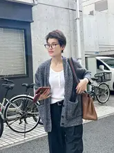 MsDidion ラムウール・ヤクウール混合 カーディガン【秋冬用・ルーズフィット】