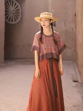 橘色の小馬柄 唐褙子【半袖・春夏用・日常着・レディース】