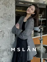 MSLAN グレー系ウエストマーク付きジャケット【春夏用・ベルト付き】