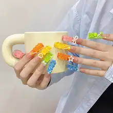 プレスオンネイル ロング ハンドメイド カラフル 血色見え キュート インスタ映え