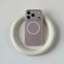 春夏向け シンプルデザインの花柄 マグネット式スマホケース【iPhone対応・衝撃吸収・銀粉仕上げ】