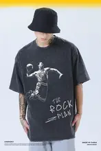 レトロプリントTシャツ【ショートスリーブ・ヒップホップスタイル・バスケットボールデザイン】