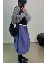 グレーのチェック柄ハイウエストチュールスカート【ブルー・中長丈・女性用】