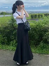 高腰フィッシュテールスカート【伸縮性・シンプルデザイン・後ろスリット】（セットアップ対応）