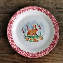 かわいいウサギデザイン ロマンティックカントリー 陶器セット【パスタ皿・スープボウル・ステーキ用大ボウル・釉下彩仕上げ】