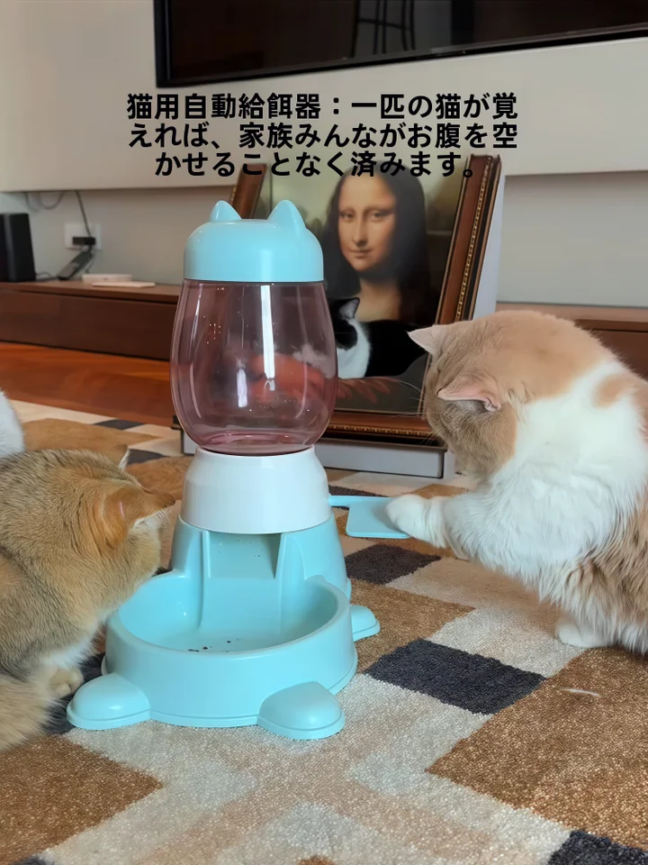 猫用自動給餌器【フードと水の二重皿・ペット用品】
