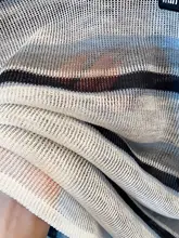 Vネックレースアップストライプニットトップス【ゆったりとしたスタイル・薄手・秋用】