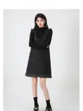 バックストラップデザインのドレス【フレンチスタイル・フリル付き・大きいサイズ】（セットアップ対応）