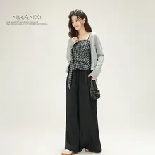 チェック柄キャミソール【秋用・女性・カジュアル・ワイドパンツ対応】（セットアップ対応）