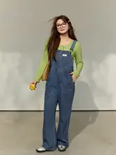 秋のファッションに最適！ストレートデザインのデニムオーバーオール【大きいサイズ対応・美スタイル】（セットアップ対応）