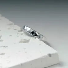 手作りハンマーテクスチャー シルバーリング【ペアリング・刻字対応】