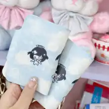 昭和風デザインの少女用カードケース【水色・可愛い・収納用】