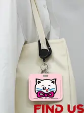 ICカードケース 猫 キャラクター 伸縮リール 巻き取り式 学生 通学 交通系IC キーホルダー