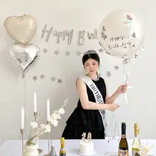 シンプルな女の子用誕生日パーティー飾り【ボールバナー装飾・撮影用小物】