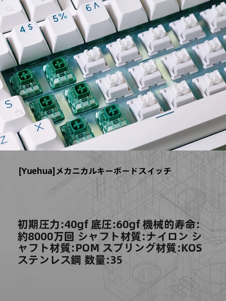 キースイッチ メカニカルキーボード ホットスワップ対応 防塵 季華軸 月華軸 高品質 自作キーボード タム 「Moondrop」