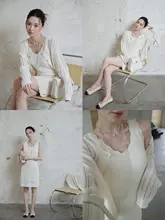 極上の柔らかさの和紙ニット開衫【フレンチスタイル・レース仕立て・カーディガン】（セットアップ対応）