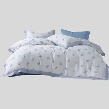 100%コットン花柄プリント4点セット寝具【クッションカバー・シーツ・掛け布団カバー・家庭用】