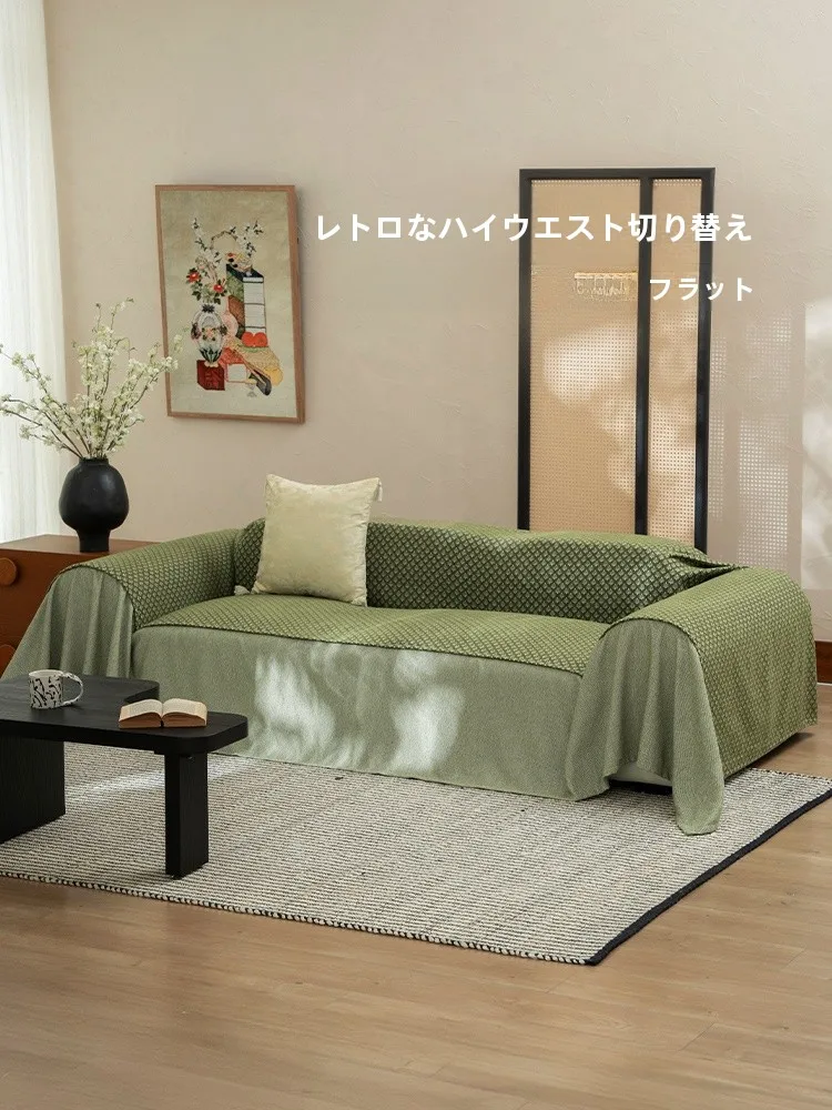 レトロデザインのソファカバー：植物花卉パターンと滑り止め付きの田園風使い方