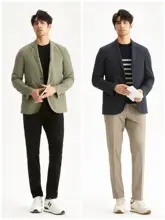 JSSD HOMME ビジネスカジュアル メンズブレザー【平驳領・高級感ある素材】