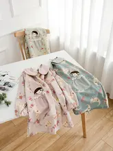 長袖エプロン【かわいいカートゥーンデザイン・反転着用・大人用】
