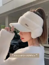 アウトドアスポーツキャップ ゴルフキャップ 女性用 フリース裏地 保温性 ハットタイプ ニット帽 耳あて付き
