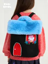 鳥のデザインのニットリュックサック【刺繍・カラーブロック・キッズ用】