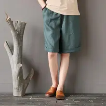 した着心地の麻製短パン【ゆったりフィット・幅広脚・折り返しデザイン】