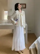 独特で美しいデザイン！白色の半透明なフレアスカート付き女性用コート【夏の気質・高級感】（セットアップ対応）