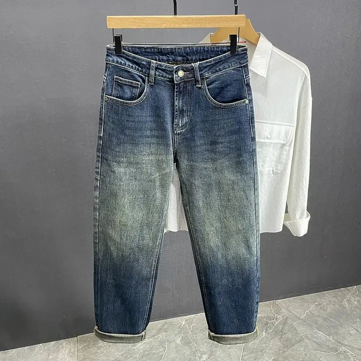 グラデーションデザインのデニムパンツ【メンズ・オフホワイト・フィット・秋用】