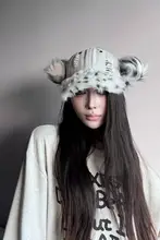デニムとファーのパネルデザインキャップ【女性用・ボールキャップ・秋冬用】