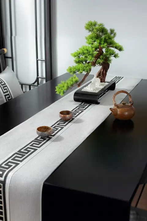 防水 テーブルランナー【中華風・禅スタイル・茶席用・ロングデザイン】