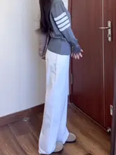 高腰ホワイトデニムパンツ【直筒・ワイドレッグ・極上の柔らかさ】（セットアップ対応）