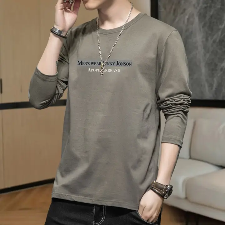 春秋用 メンズ コットン長袖Tシャツ【ラウンドネック・フィット】