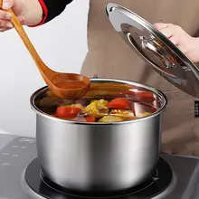 厚手ステンレススチール丸型小鍋【蓋付き・304食品グレード・IH・ガス対応】