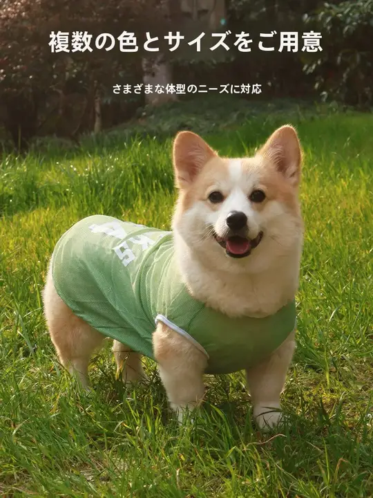 夏用コーギー犬用衣服【薄手・虫除け・毛落ち防止・UVカット・洗濯可能】