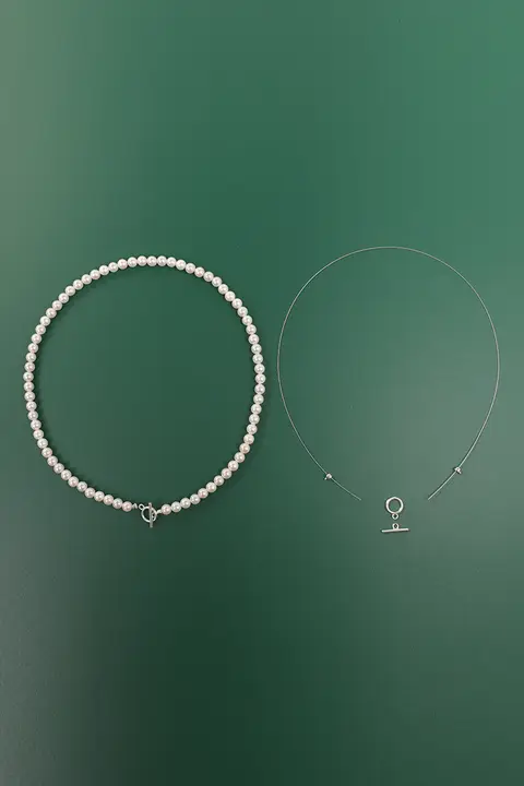 パールネックレス用ワイヤーと純銀パーツ【DIY手作りブレスレット用】