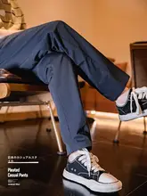マーデン メンズカーキ色ストレートカジュアルパンツ【春用・チノパンスタイル】