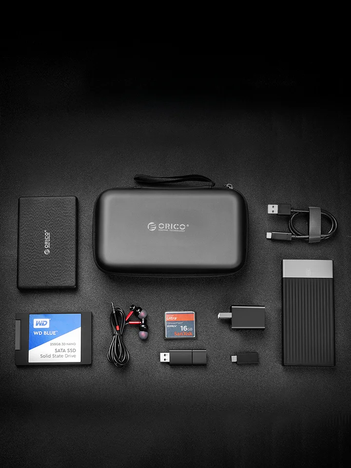 Orico データケーブル収納ポーチ【モバイルハードディスク・耳電話・USBメモリ・充電器用】