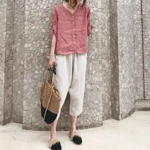 Vネックの大きいサイズ レディース リネン混チェックカーディガン【ゆったりシルエット・春夏用】